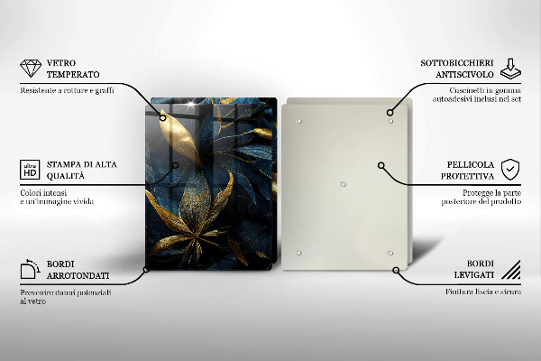 Főzőlap védő üveglap Dekoratív levelek arannyal