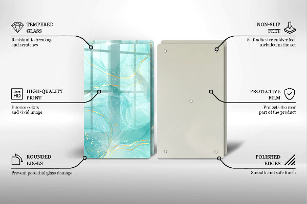 Főzőlap védő üveglap Kék és arany absztrakció