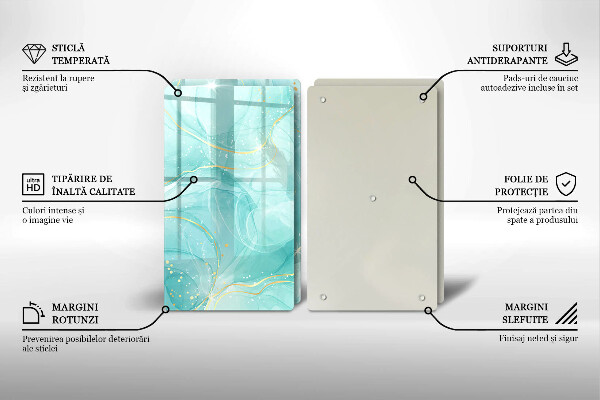 Főzőlap védő üveglap Kék és arany absztrakció