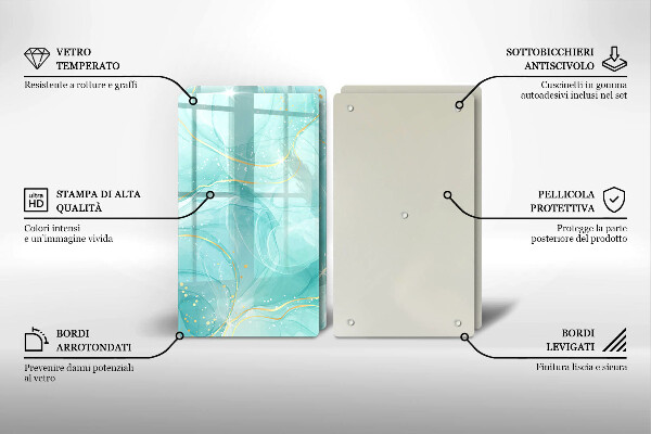 Főzőlap védő üveglap Kék és arany absztrakció