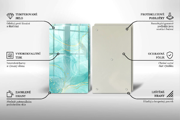 Főzőlap védő üveglap Kék és arany absztrakció