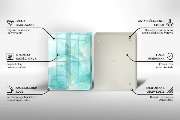 Főzőlap védő üveglap Kék és arany absztrakció