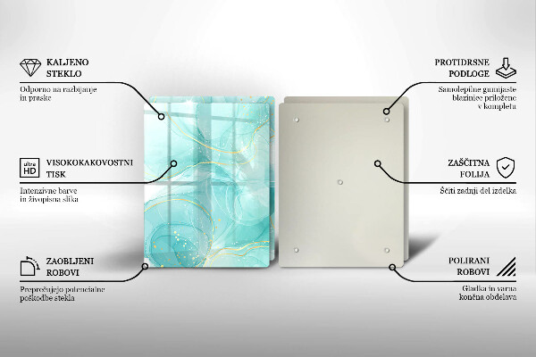 Főzőlap védő üveglap Kék és arany absztrakció