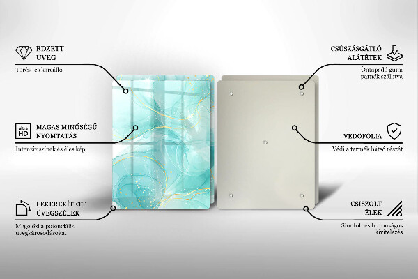 Főzőlap védő üveglap Kék és arany absztrakció