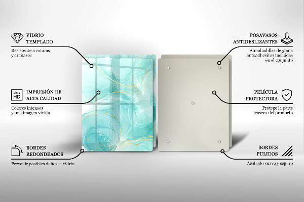 Főzőlap védő üveglap Kék és arany absztrakció