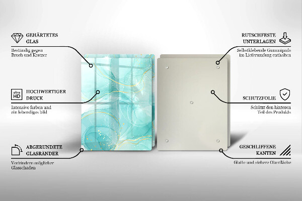 Főzőlap védő üveglap Kék és arany absztrakció