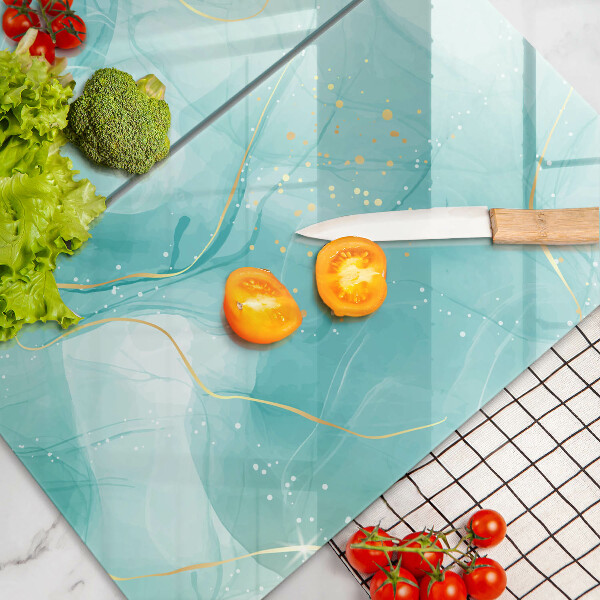 Főzőlap védő üveglap Kék és arany absztrakció