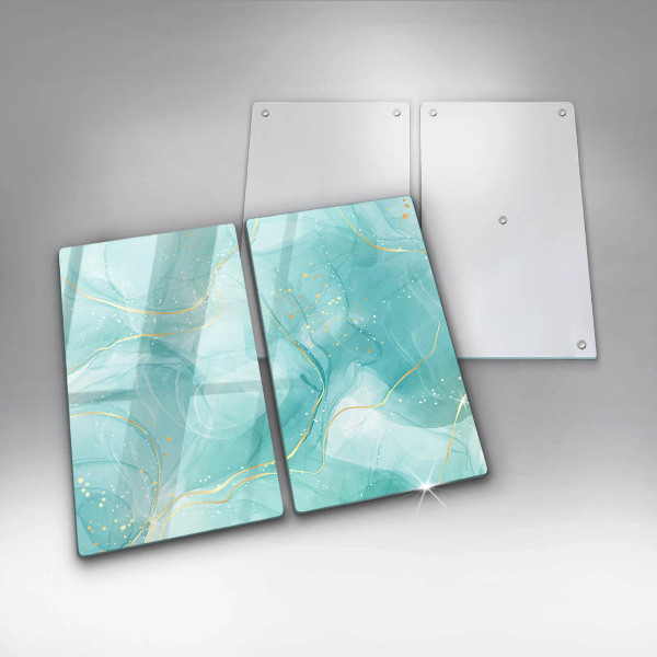 Főzőlap védő üveglap Kék és arany absztrakció