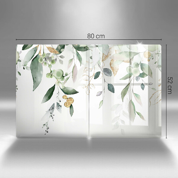 Főzőlap védő üveglap Akvarell levelek