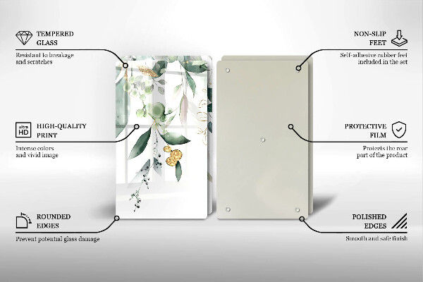 Főzőlap védő üveglap Akvarell levelek