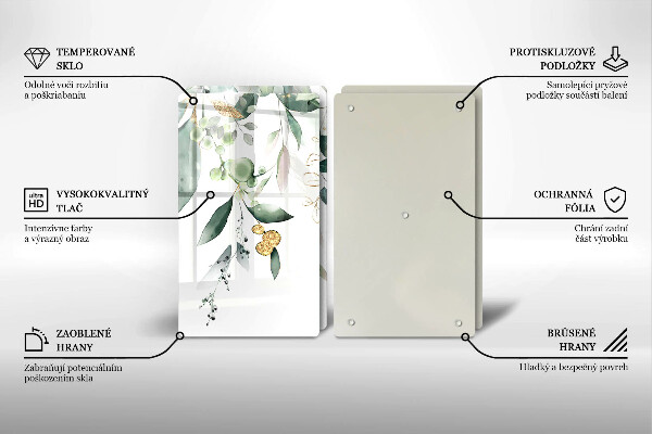 Főzőlap védő üveglap Akvarell levelek