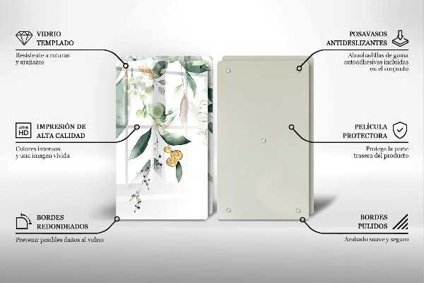 Főzőlap védő üveglap Akvarell levelek