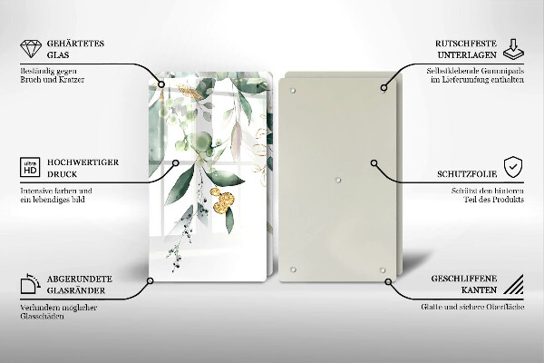 Főzőlap védő üveglap Akvarell levelek