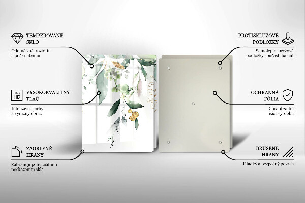 Főzőlap védő üveglap Akvarell levelek