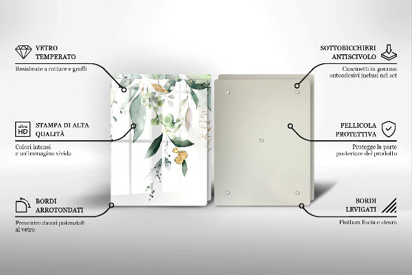 Főzőlap védő üveglap Akvarell levelek
