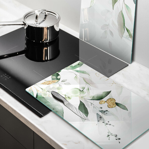 Főzőlap védő üveglap Akvarell levelek