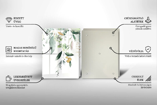 Főzőlap védő üveglap Akvarell levelek