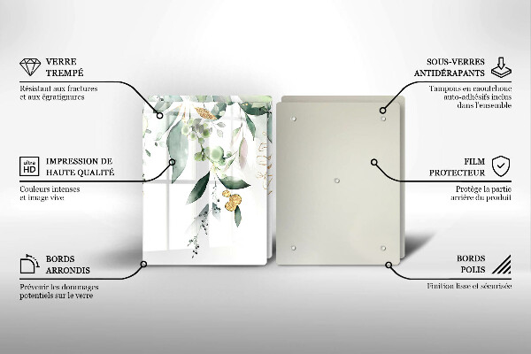 Főzőlap védő üveglap Akvarell levelek