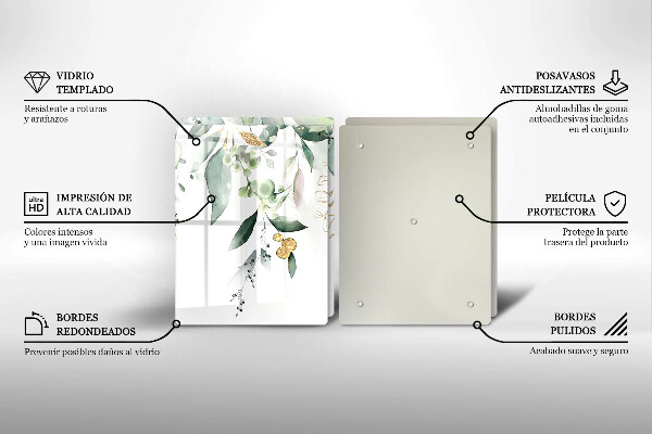 Főzőlap védő üveglap Akvarell levelek