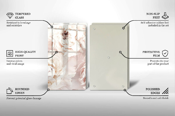 Főzőlap védő üveglap Pasztell bazsarózsa