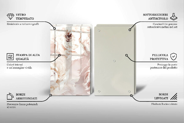 Főzőlap védő üveglap Pasztell bazsarózsa