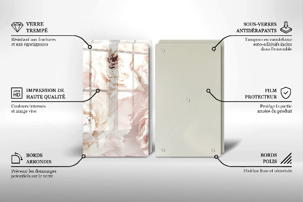 Főzőlap védő üveglap Pasztell bazsarózsa