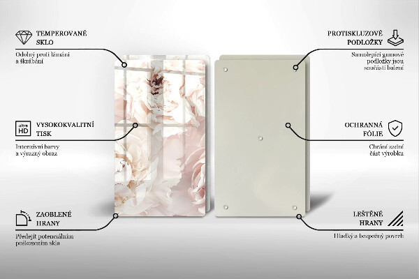 Főzőlap védő üveglap Pasztell bazsarózsa