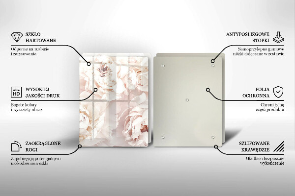 Főzőlap védő üveglap Pasztell bazsarózsa