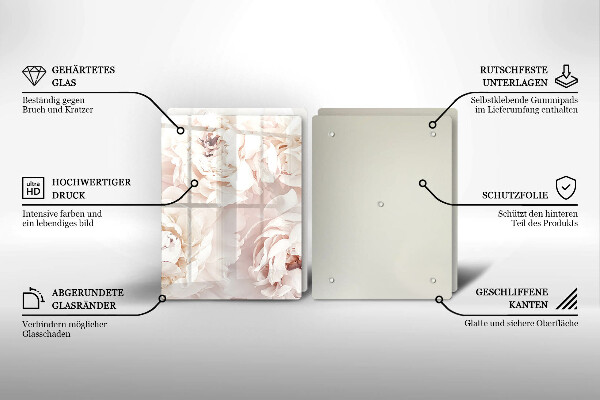 Főzőlap védő üveglap Pasztell bazsarózsa