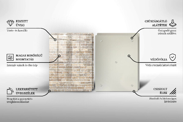 Főzőlap védő üveglap Világos téglafal