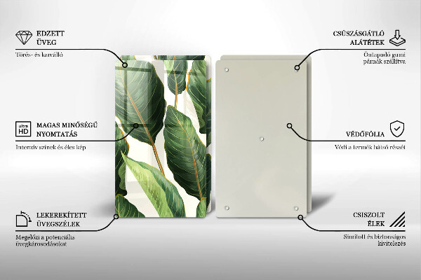 Főzőlap védő üveglap Banán levelek
