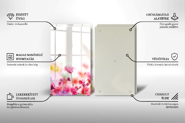 Főzőlap védő üveglap Virágos rét