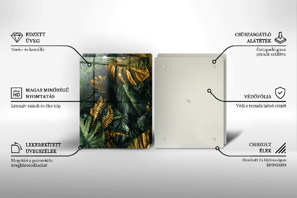 Főzőlap védő üveglap Arany monstera levelek