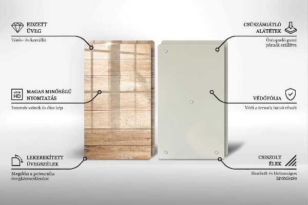 Főzőlap védő üveglap Fadeszkák