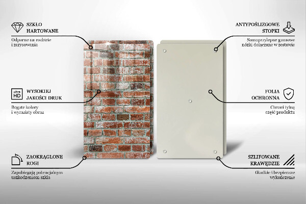 Főzőlap védő üveglap Régi téglafal