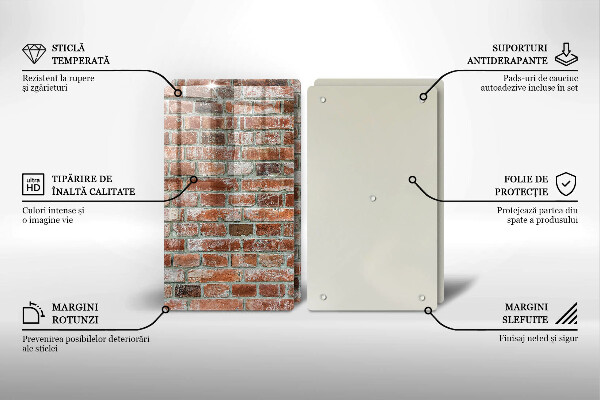 Főzőlap védő üveglap Régi téglafal