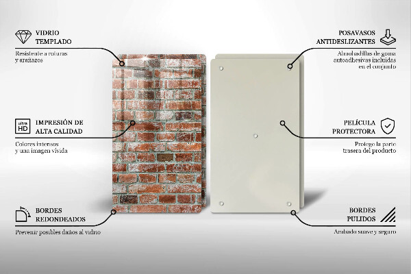 Főzőlap védő üveglap Régi téglafal