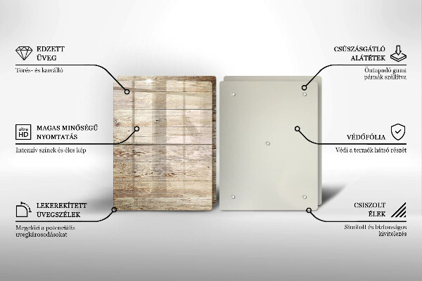 Főzőlap védő üveglap Fadeszkák