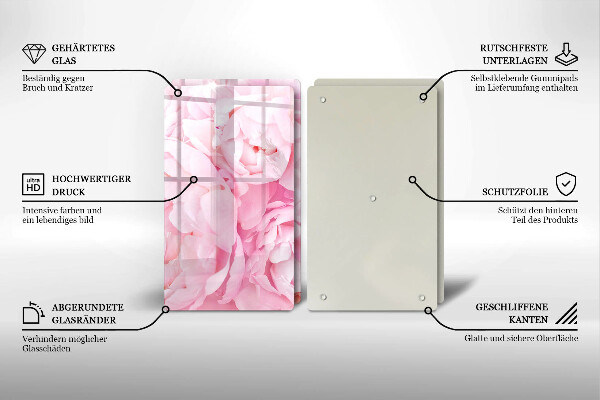 Főzőlap védő üveglap Finom bazsarózsa