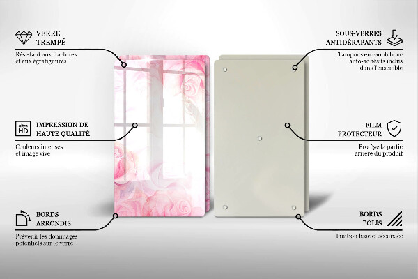 Főzőlap védő üveglap Finom rózsák háttér