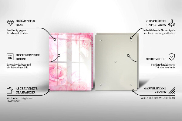 Főzőlap védő üveglap Finom rózsák háttér