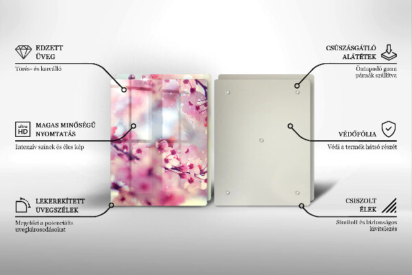 Főzőlap védő üveglap Természet alma virágok