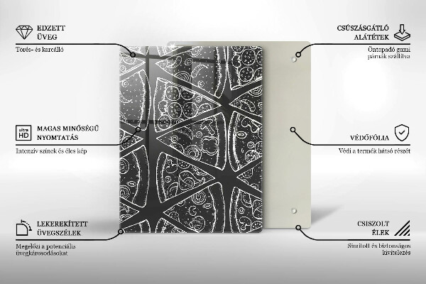 Tűzhely fedőlap Pizza illusztráció