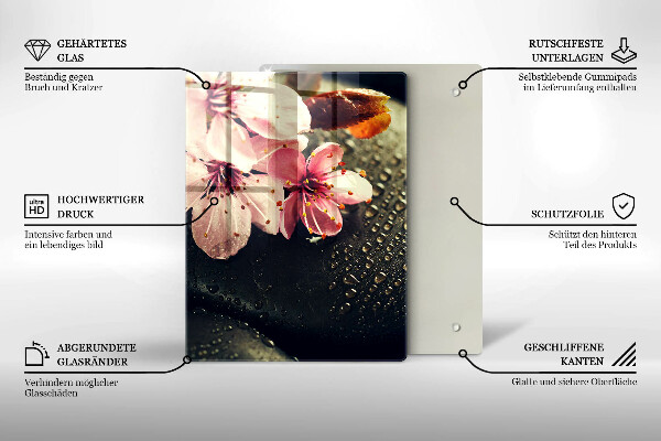 Tűzhely fedőlap Virágok zen kövek