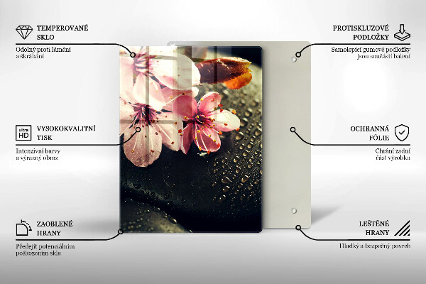 Tűzhely fedőlap Virágok zen kövek