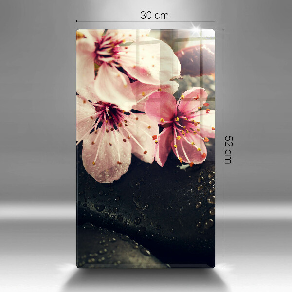 Tűzhely fedőlap Virágok zen kövek