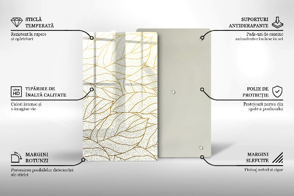 Tűzhely fedőlap Line-art levelek minta