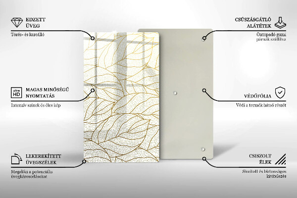 Tűzhely fedőlap Line-art levelek minta