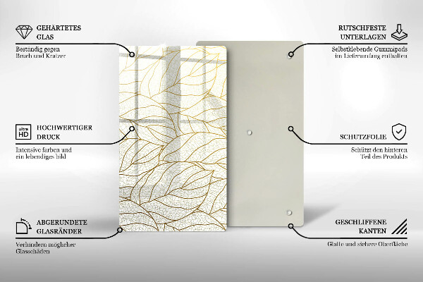 Tűzhely fedőlap Line-art levelek minta