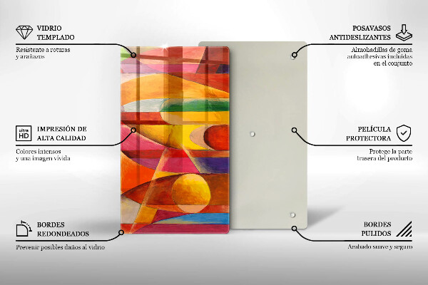 Tűzhely fedőlap Színes absztrakció